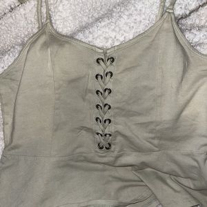 Sage green tie up peplum top